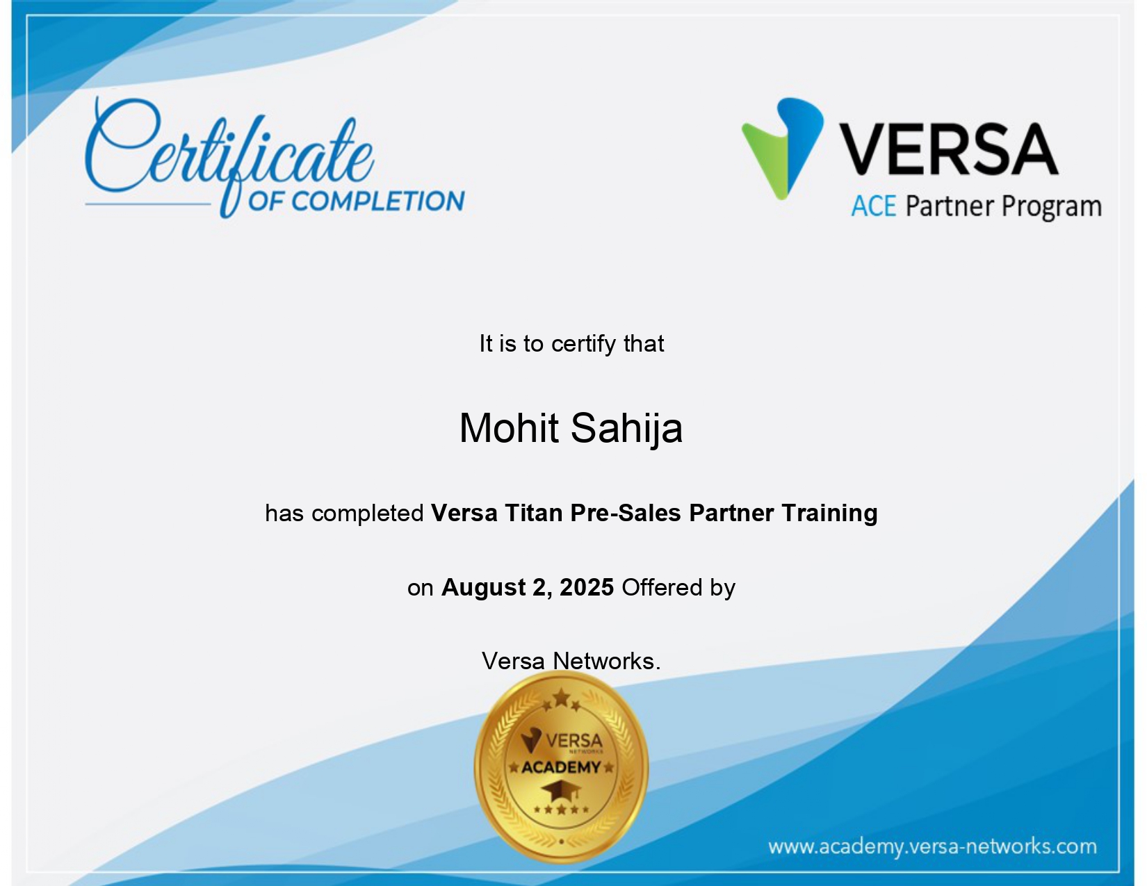 Additional Certificate